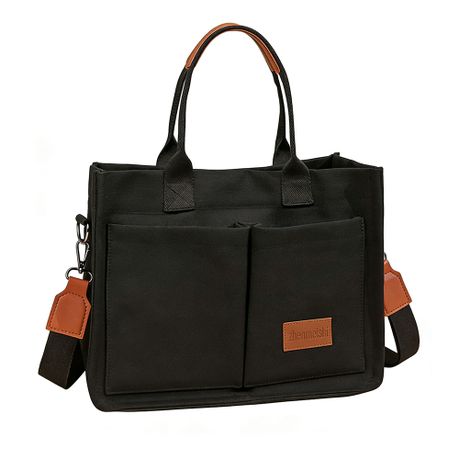 Canvas Tote Bag for Women with Pockets Crossbody Bag Tote Shoulder Handbags Image