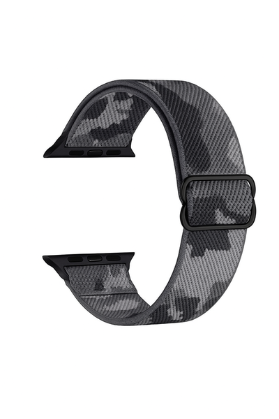 Stretchy Black Military Nylon Watch Band Compatible with Apple- 38/40/41 mm