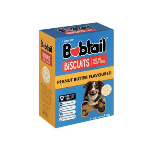 Bobtail- Peanut Butter Flavour Biscuits 1 kg x 2 Pack