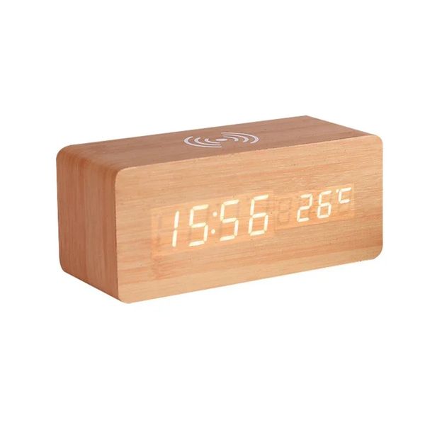 Modern Wooden Wood Digital LED Desk Alarm Clock