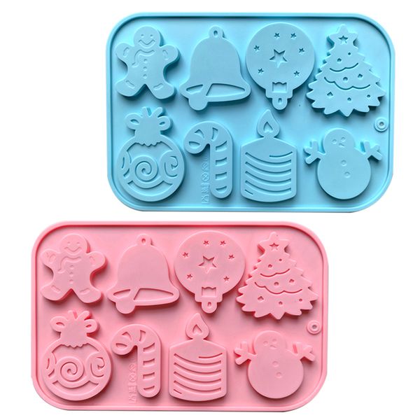 2Pcs Christmas Silicone Chocolate Molds Large Size Baking Gummy Jelly Soap