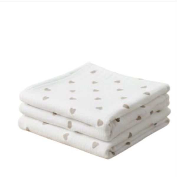 Beige Hearts Baby/Toddler Muslin Throw L