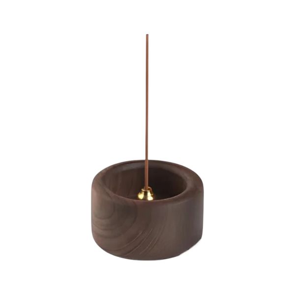 Natural Walnut Wood Incense Stand - Brown