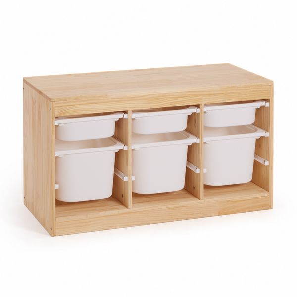 Chenshia Kids Toy Organizer Pine Wood Shelf with 6 Bins Playroom Storage