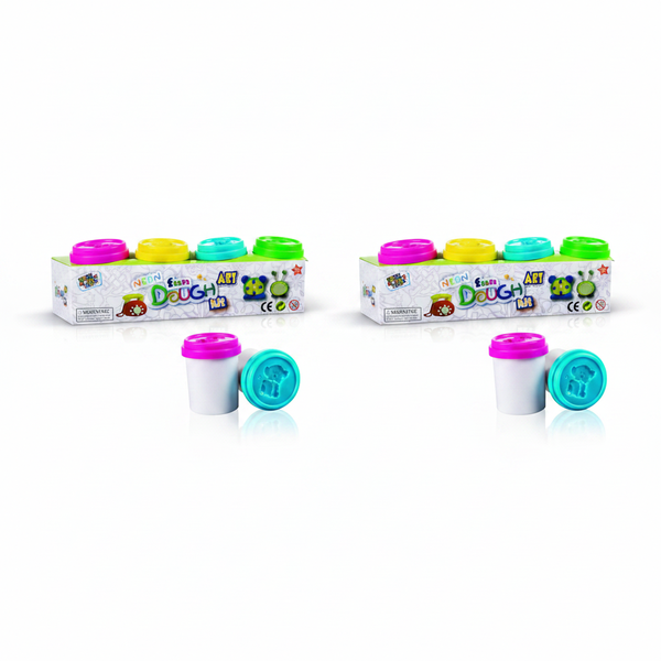Edu Play Dough Neon 60g Tubes - 4 Piece Set for Creative Play - 2 Pack