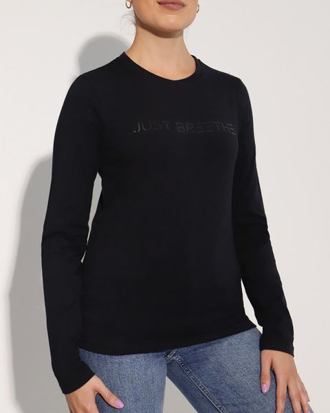 Breeth Women's Comfortable Cotton Long Sleeve Travel T-Shirt With Print - Black