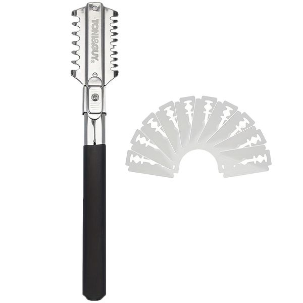 Double-Sided Hair Thinner Trimmer Razor Comb with 10 Replacement Blades