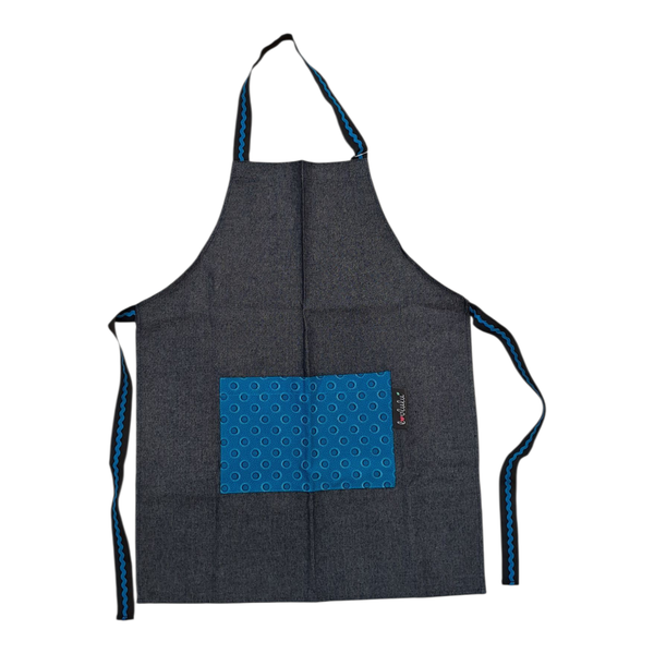 Gift Emporium Shweshwe Kids Apron - Blue Geometric Pattern