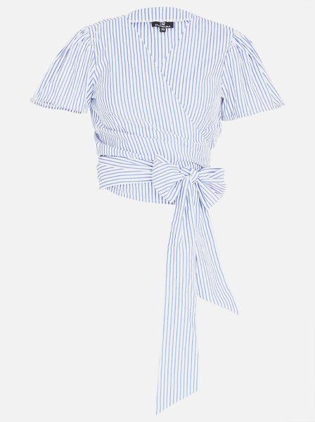 Short Sleeve Wrap Blouse Multi-Colour