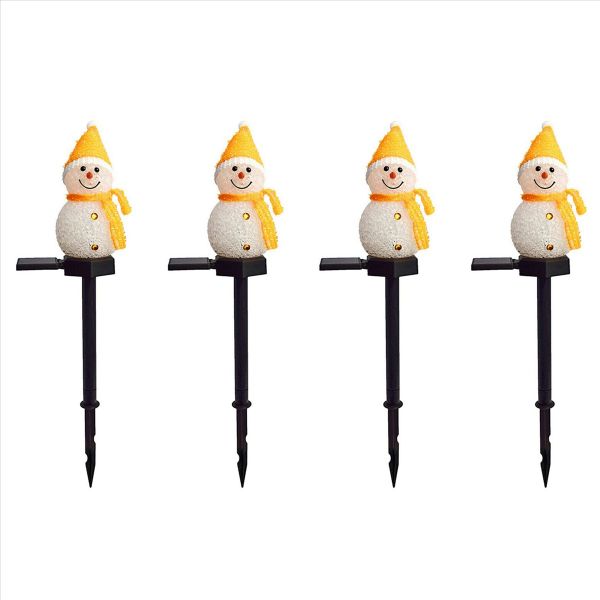 Christmas Solar Powered Led Snowman Light Decor Garden Lamps Yellow