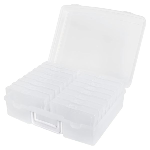 16 Case 10x15cm Photo Storage Box Organiser With Handle Clear Craft Keeper