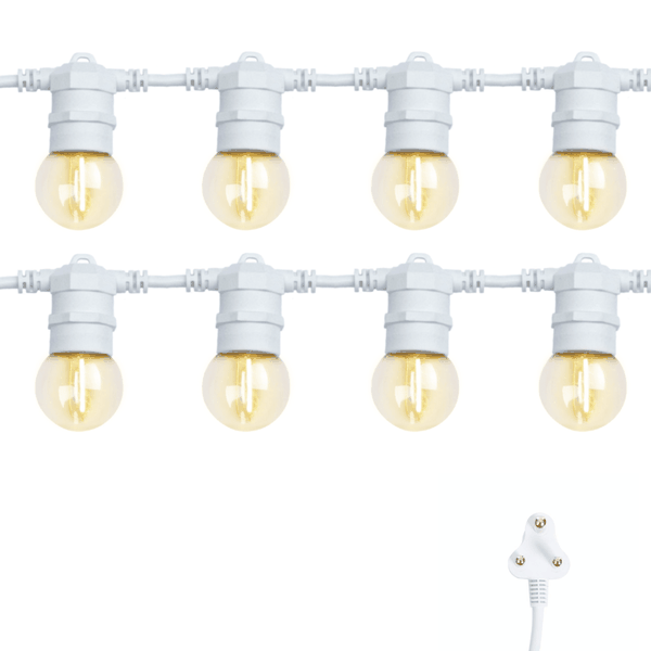 Stellar Lighting Wedding 10 LED Festoon Retro Bulb White Cable Lights 10m