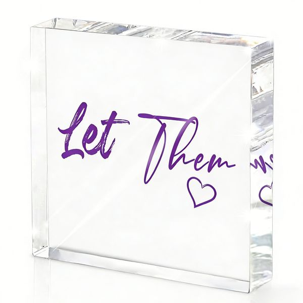 Let Them Purple 4" Acrylic Sign, Inspirational Office Decor Gift for Women