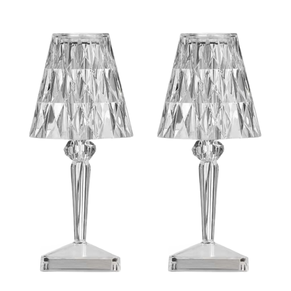 Pack of 2 - Desk/Bedside Lamps - Acrylic - Crystal Themed