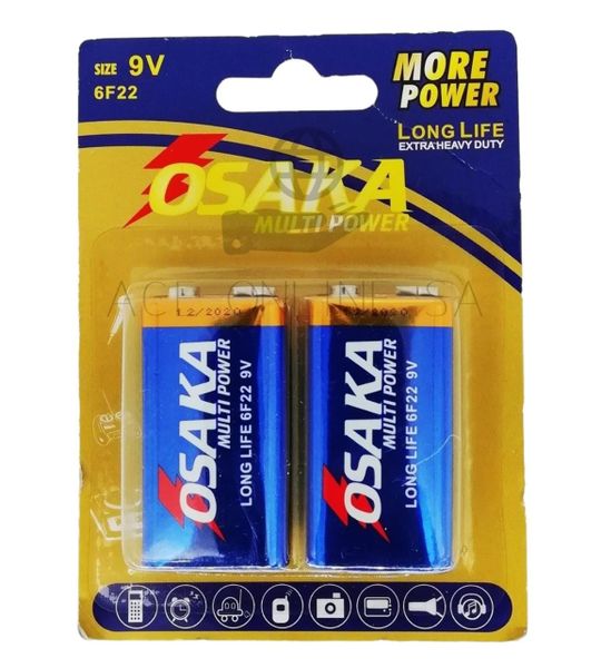 10x Osaka Battery 9v 6F22 2 Piece