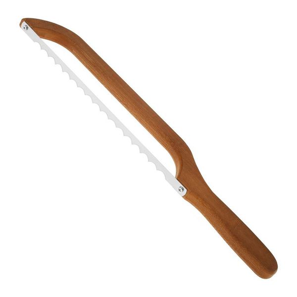 Simple wooden baking bread serrated slicing knife kitchen cutting tool