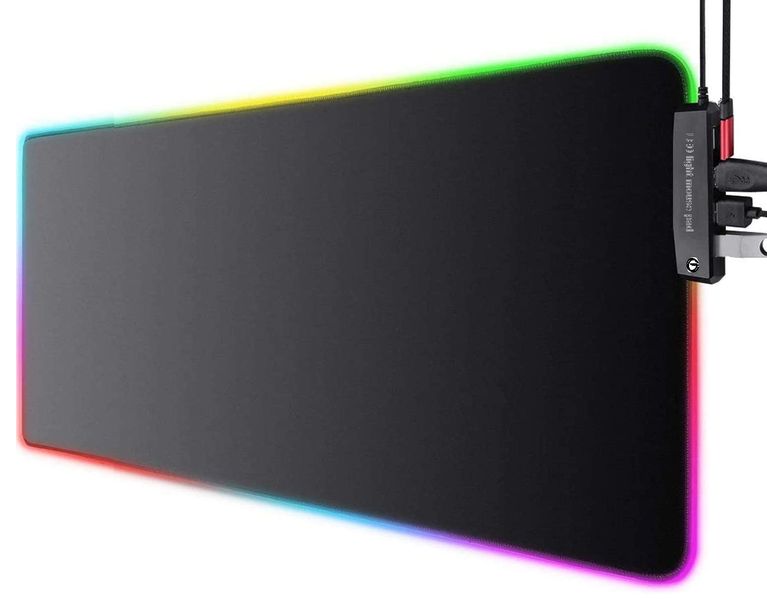 RGB Gaming Mouse Pad with 4 USB ports - Black