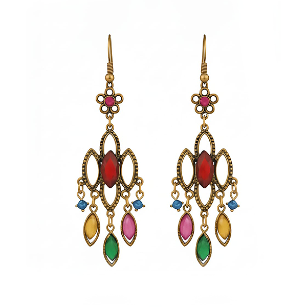 Fancy Bohemian Rhombus Flower Earring-Colorful