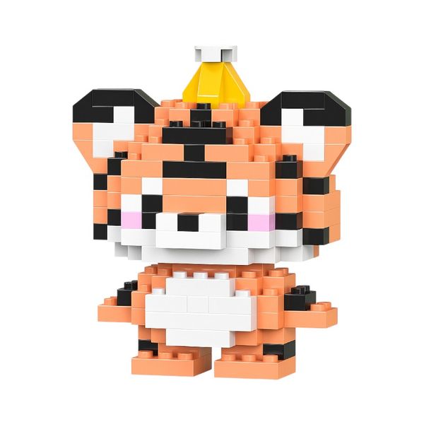 Micro Cartoon Tiger Building Block Set - Orange - 150 Piece