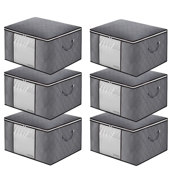 Topika - 90L Storage Bags Set of 3/6, Reinforced Handles &amp; Double Zipper