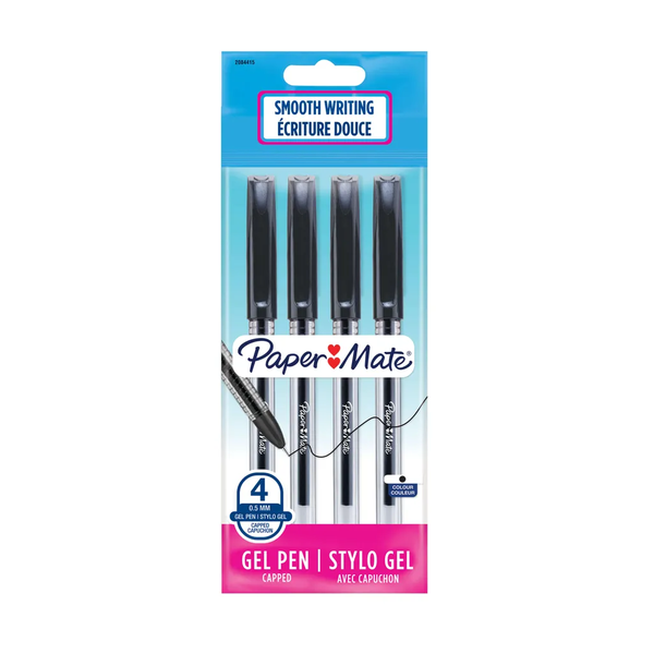 Paper Mate- Jiffy Capped Gel Ballpoint Pen 0.5mm- Blue (Pack 4) ×3