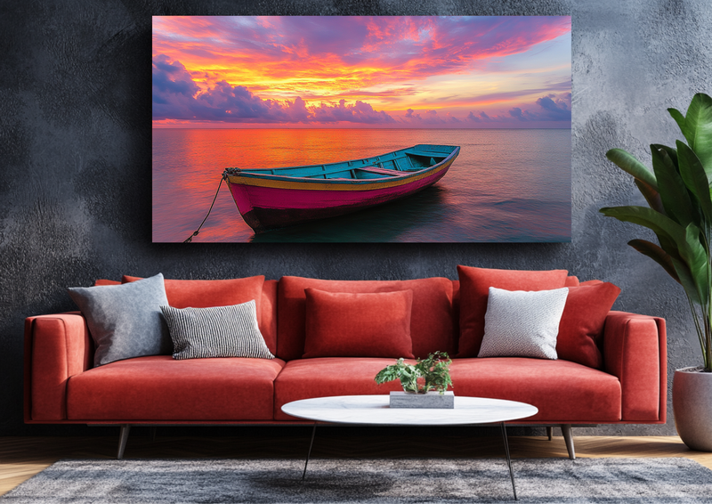 Canvas Wall Art - Tropical Sunrise Boat - BX0283