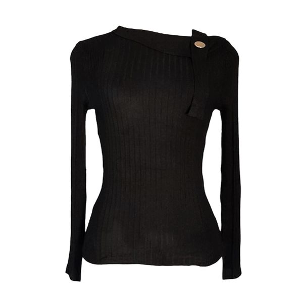 Black Button Top- Cutout Detail