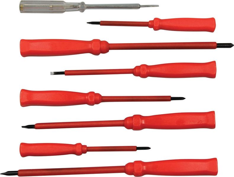 Screwdriver Set, 8Piece, Electricians Grip, F m I, Insulated Electrical Safe