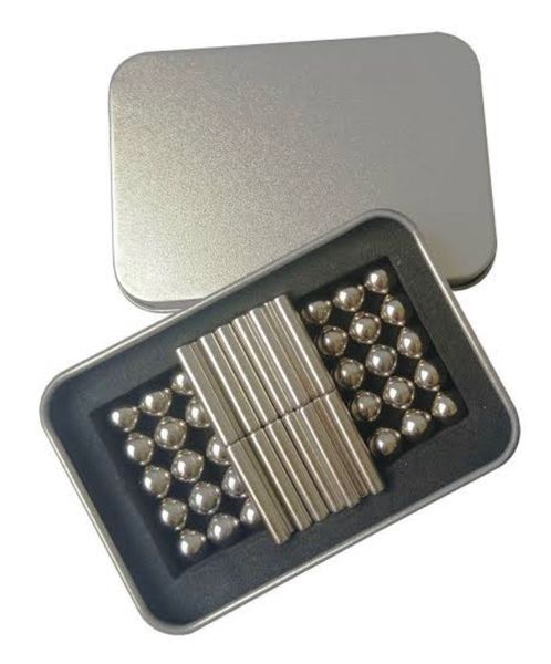 Magnetic Building Blocks Set - Magnetic Rods and Balls (Silver)