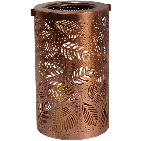 Waterproof Solar LED Lantern Leaf Pattern Garden Décor Light Hanging Lamp