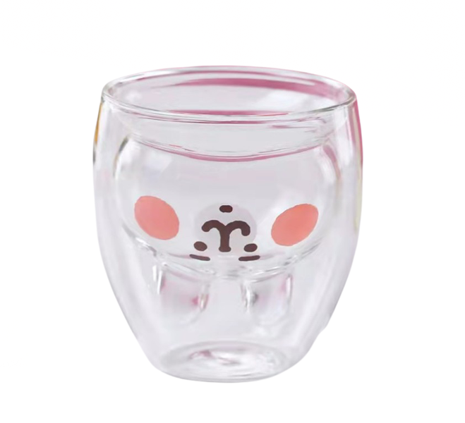 Double Walled Glass Tumbler with Rabbit Shape