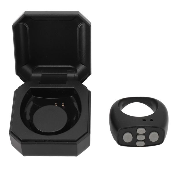 Black Rechargeable Scrolling Ring Remote For Smartphones