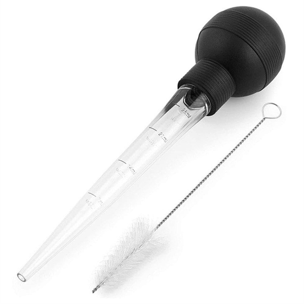 Turkey Baster Silicone Suction Bulb with Cleaning Brush for Flavor Meat Pou