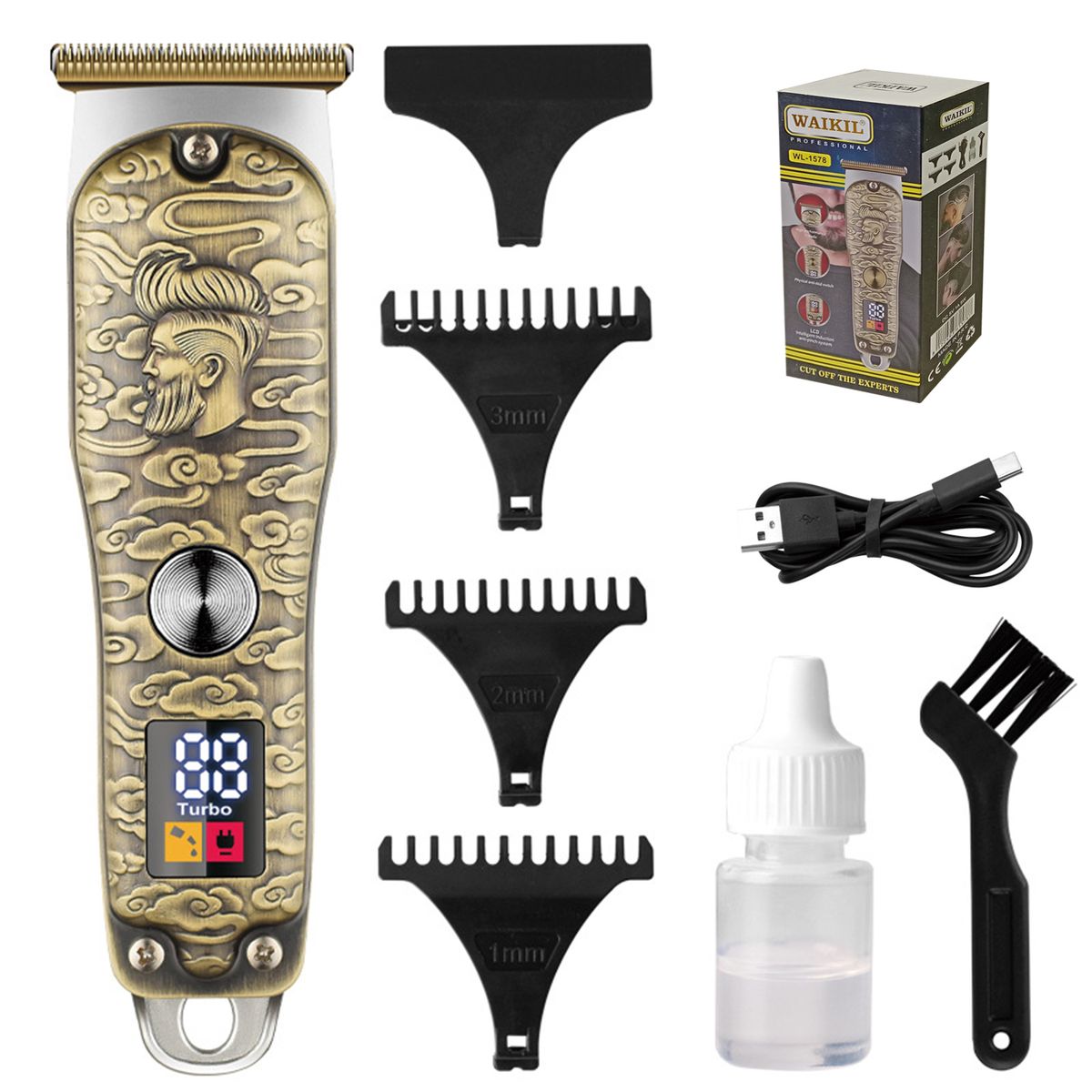 WAIKIL Electric Hair Clipper,Cordless Trimmer with LCD Display&Turbo Power