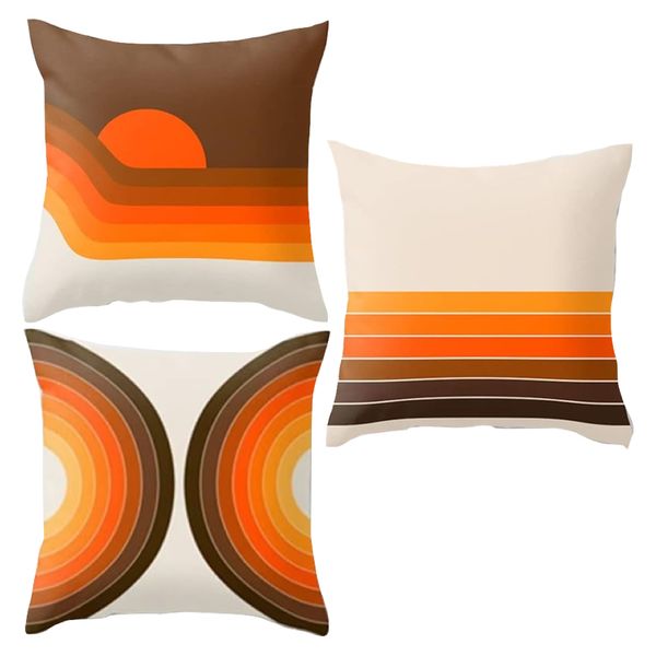 Decor Double Sided African Sunset Style Throw Pillow Set of 3 - 45cm