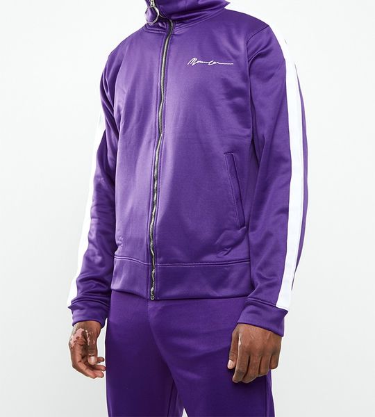 Men's Mennace Tricot Knit Zip-Through Track Top - Purple