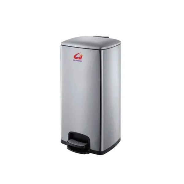 GLORIOUS 50L Foot Pedal Rectangle Sand Silver Stainless Steel Dustbin