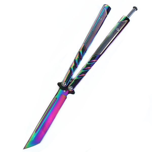 Butterfly Knife Iridescent Premium Smooth Flip Fan Knife - Large 24.5cm