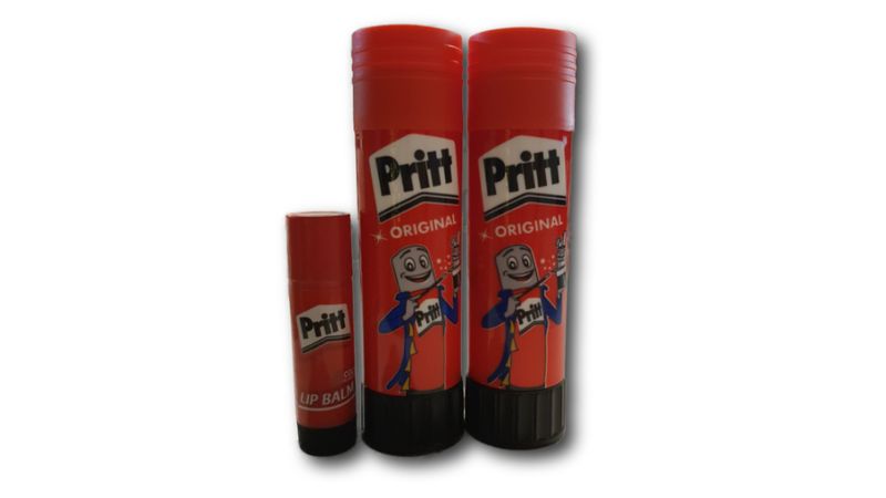 2 x 43g Pritt with a free lip balm