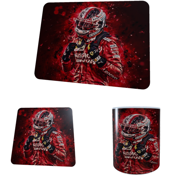 Formula 1 Ferrari Charles Leclerc - Coffee Mug, Coaster and Mouse Pad Combo