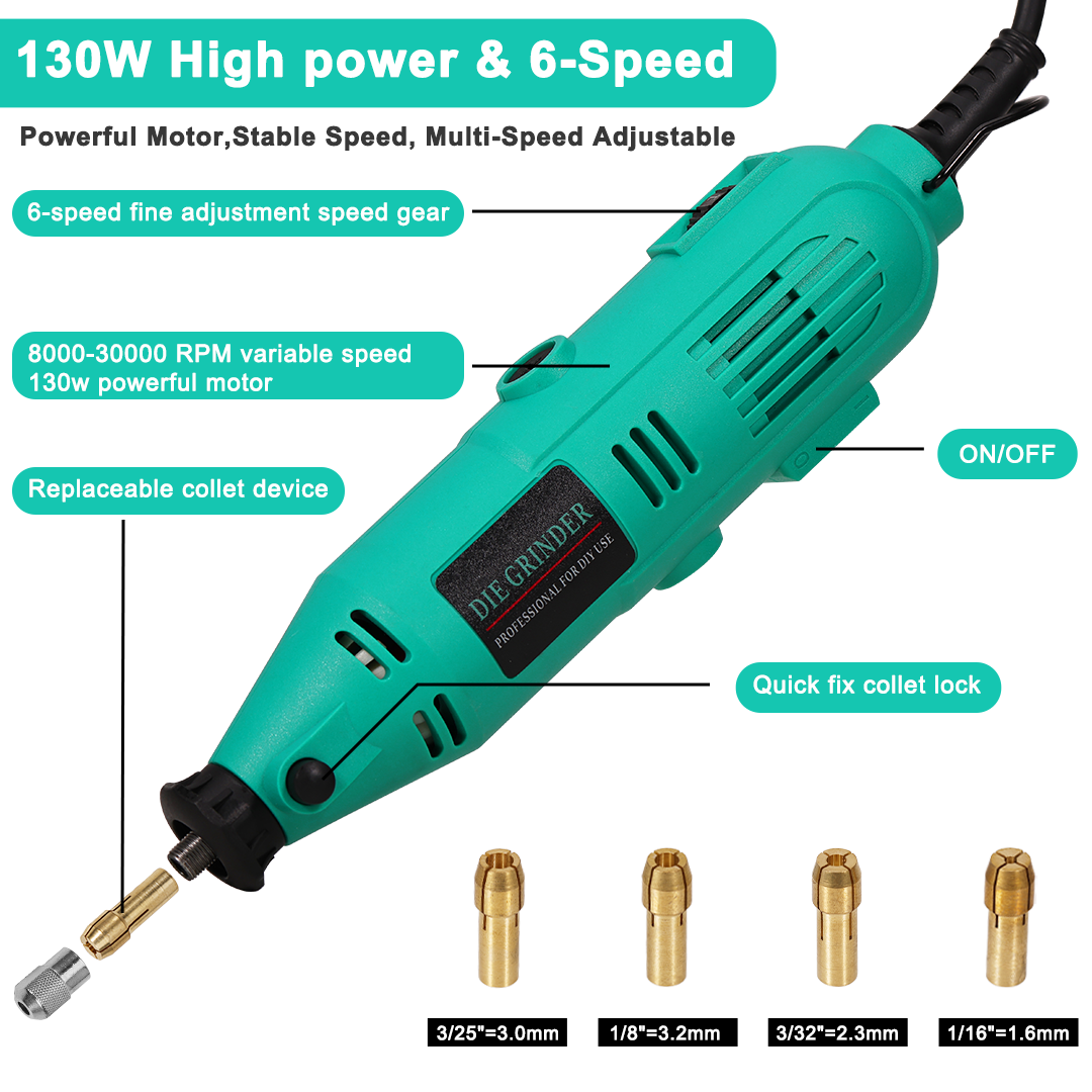 DURATOOL D02157 130W Rotary Tool Kit & 217 Piece Accessory Set - View #9