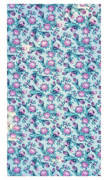 White Vinyl/pvc tablecloth Pink Protea's/green leaves 137x250cm(6-8 seater)