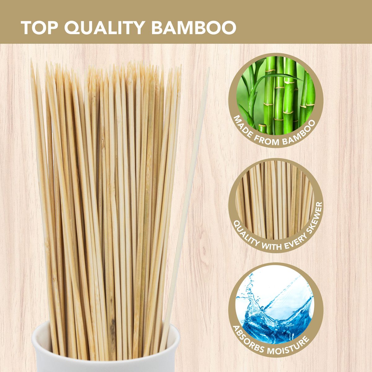 Premier Housewares Bamboo Skewers for Braaing & Fruit Sticks (400