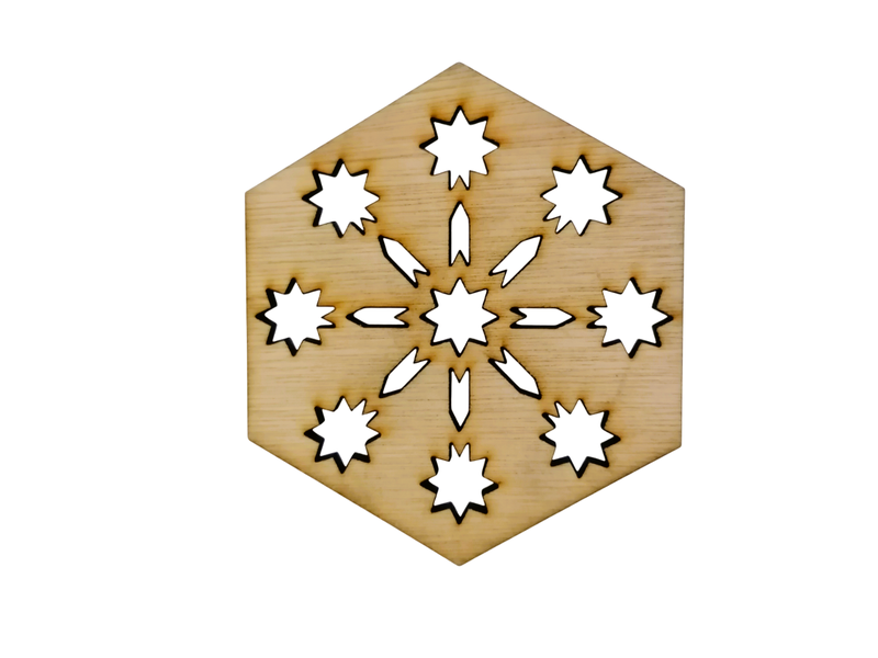 Wooden Hexagon Snowflake Coasters - Set of 6
