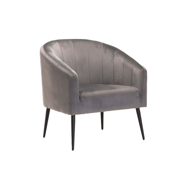 Colt Velvet Chair - Black Leg - Grey