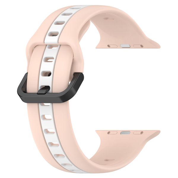 Two Tone Silicone Strap For Apple watch-42/44/45mm-Pink &amp; White