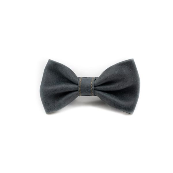 Leather Bow Tie Midnight Blue Adjustable Antique Brass One Size