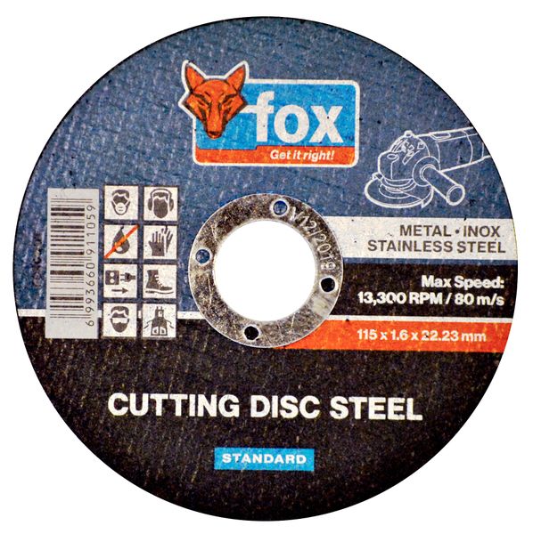 FOX Cutting Disc Steel/Inox 115X1.6mm Standard