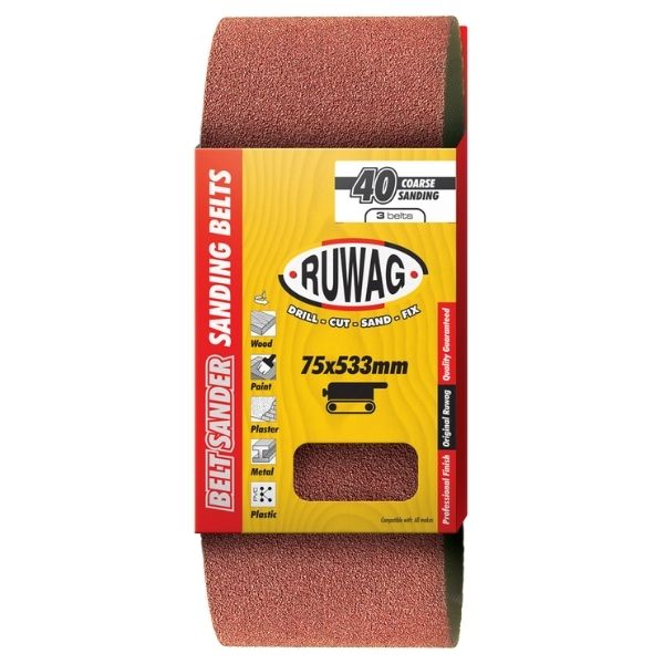 Ruwag - Sanding Belts P100 75 x 533mm - Pack of 3
