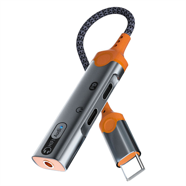 3 in 1 Headphone Jack Adapter PD60W Fast Charging Splitter-A